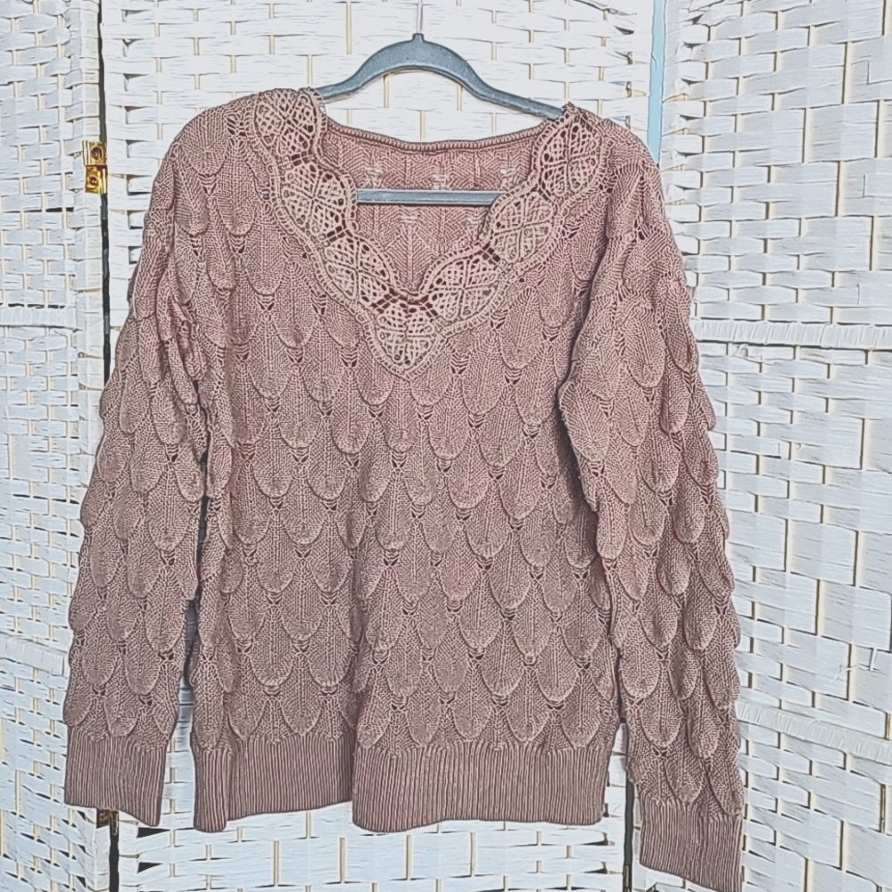 Heather V-neck Sweater - XL